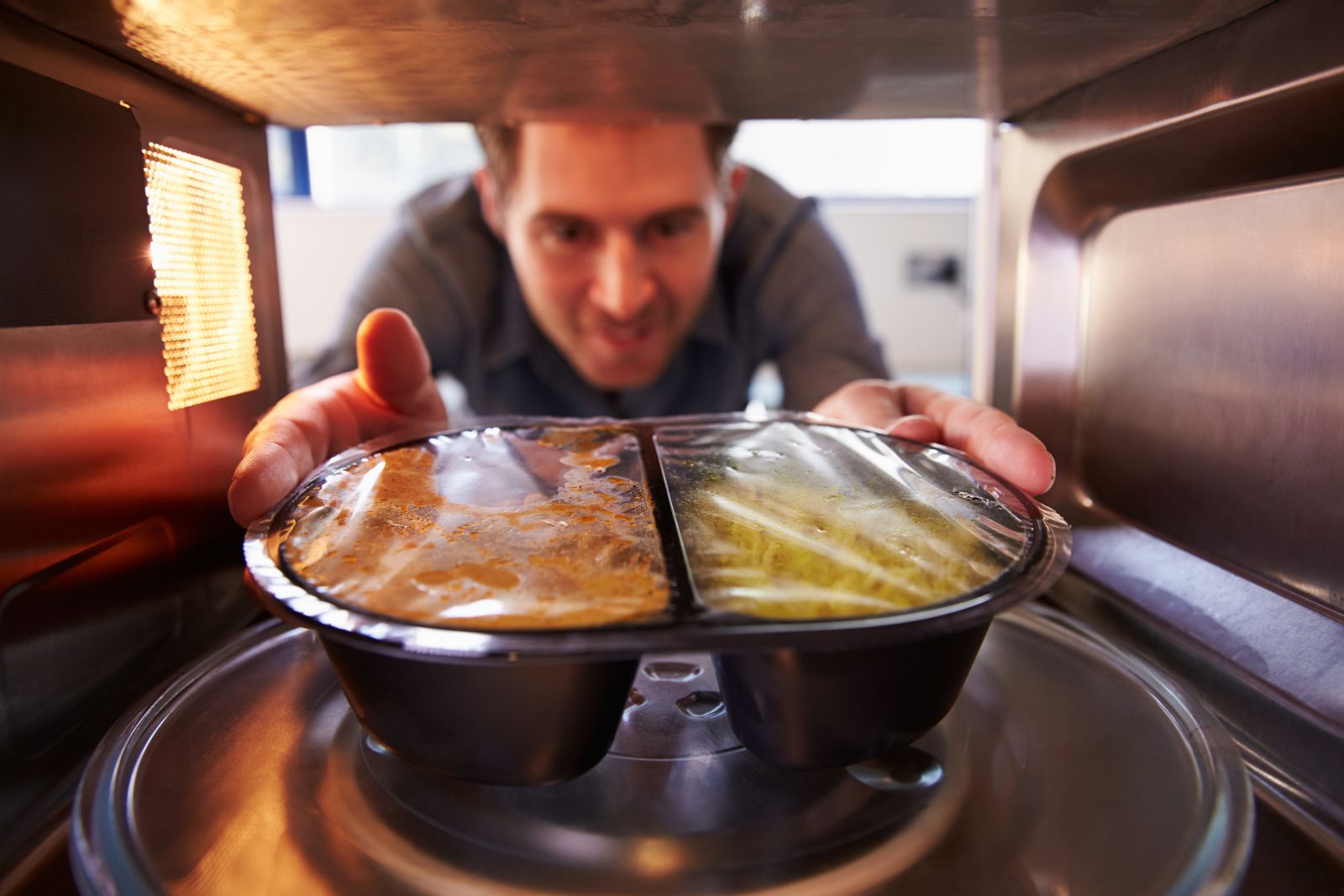 Image result for man using a microwave